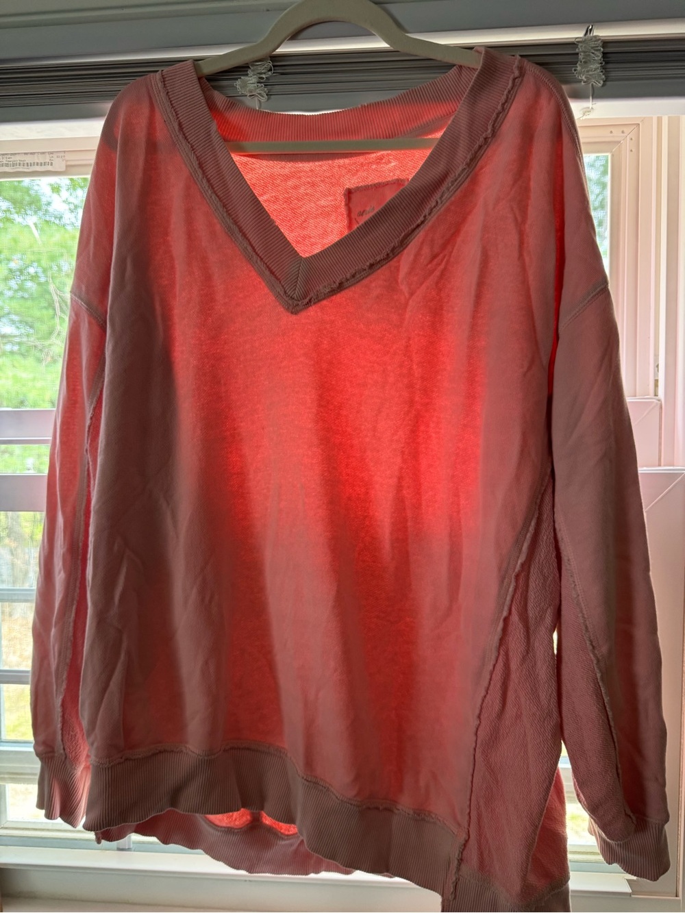 aerie Pink V-Neck Lightweight Pullover Sweatshirt